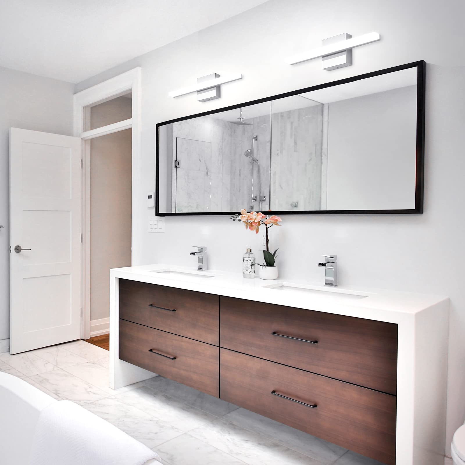 Left. Cedar Assembly - Modern Bathroom Light Fixtures Over Mirror Inch Ip w Chrome Vanity Bar For Wall Cool k - 6000K 24inch-dimmable.