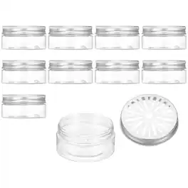 Unique Bargains - Premium Empty Scent Beads Container, Refillable Spice Tin Hollow Lid, 10pcs 2.7oz - For Aromatherapy, Scent, Storage - Clear