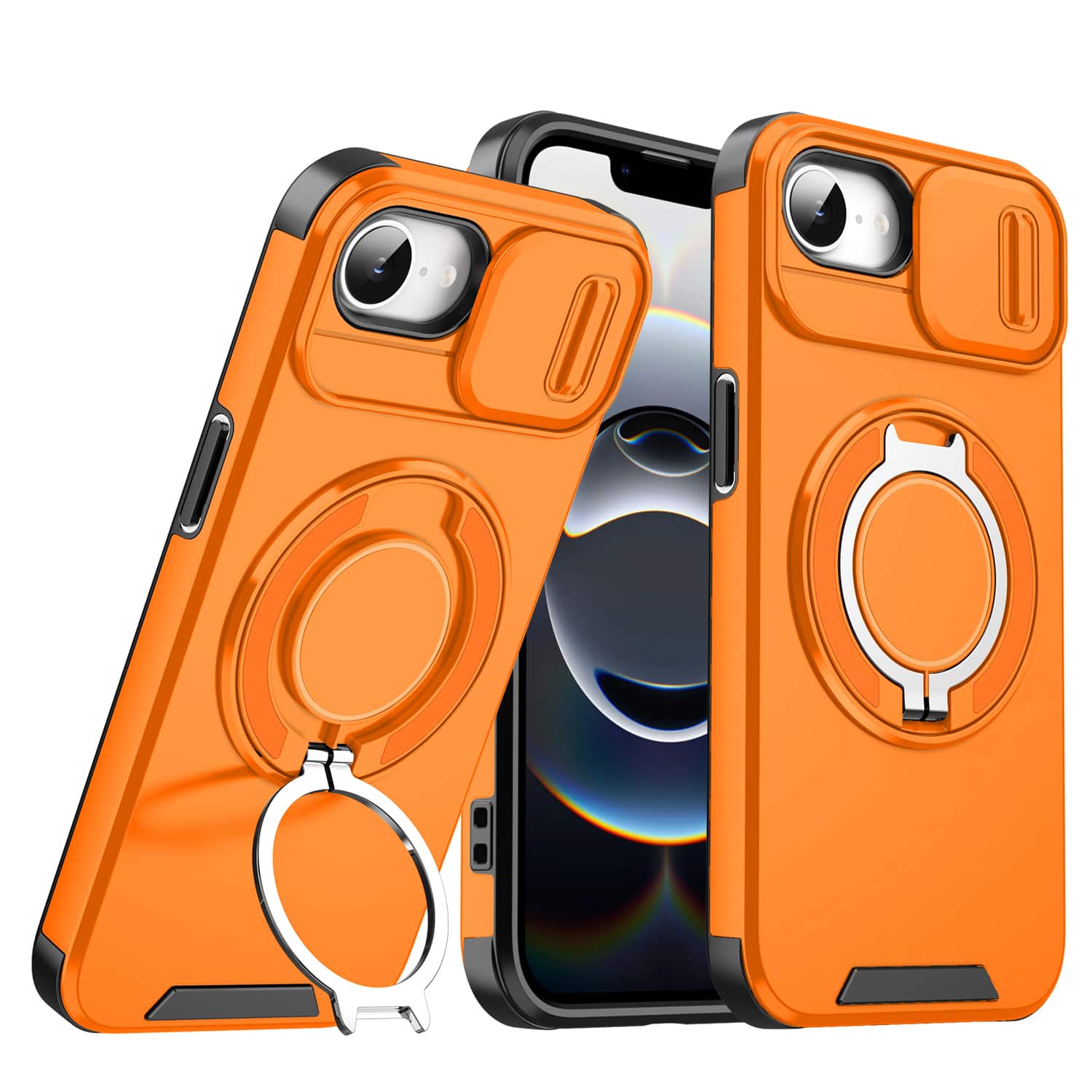 UUCOVER - Ring Holder Case for iPhone 17e / iPhone 16e,Shockproof TPU+PC Kickstand Case Sliding Camera Protective Cover - Orange price history on PriceWatchPro