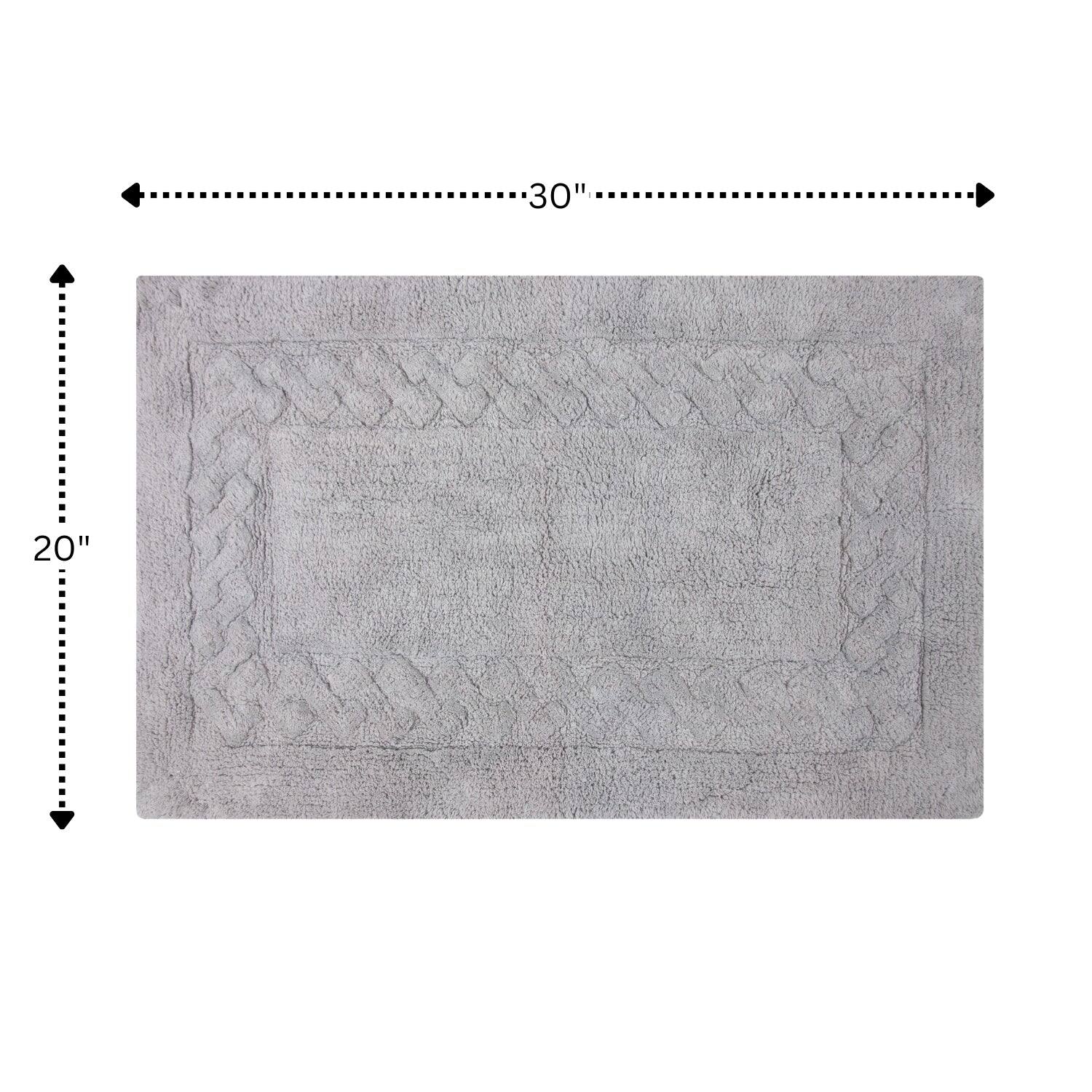 Alt View 3. Knightsbridge - Knightsbridge Silver Chain Bath Rug - Luxurious Cotton Non-Skid Back - Silver.