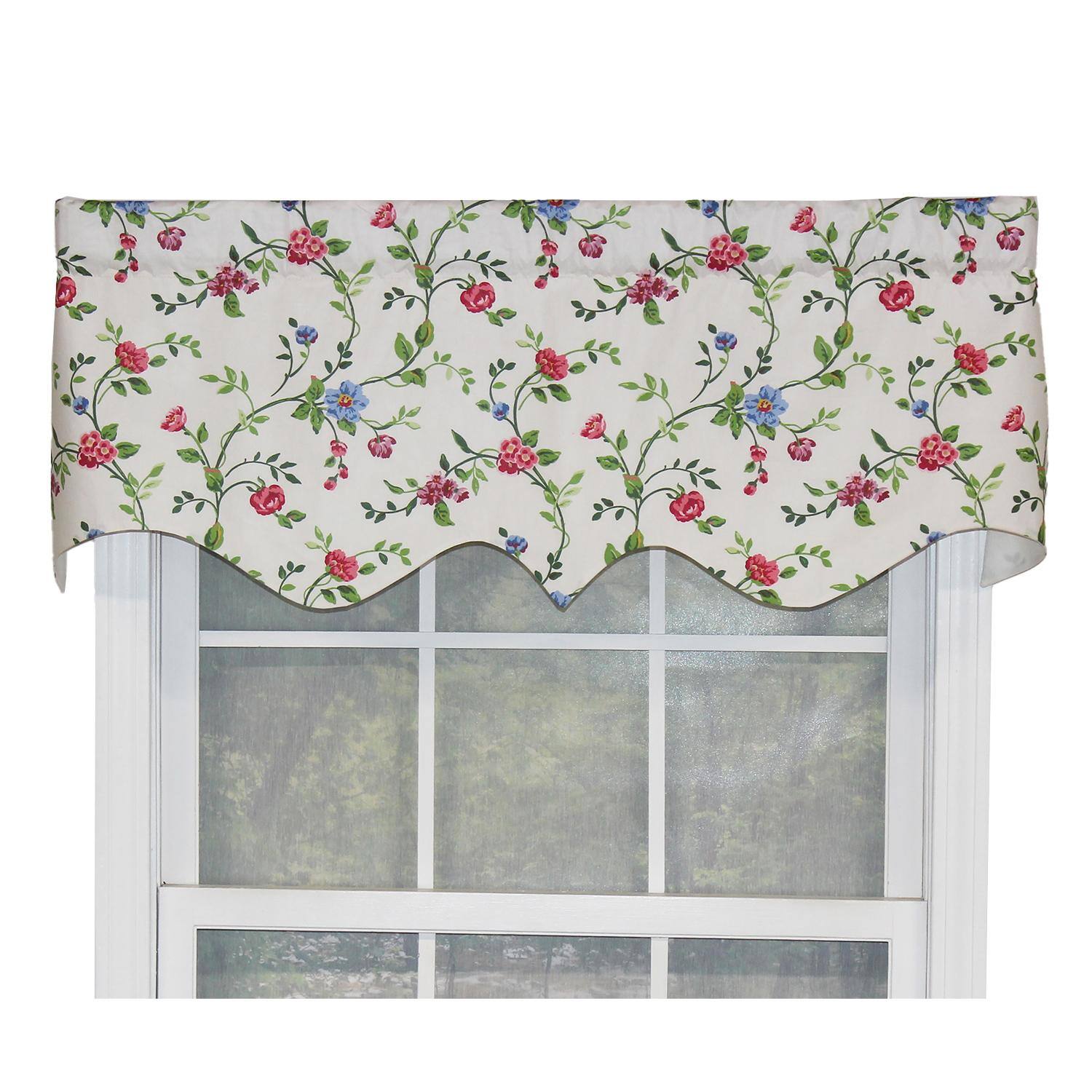 Angle. RLF Home - RLF Home English Ivy Regal Style 3" Rod Pocket Valance 50" x 17" Spring - Spring.