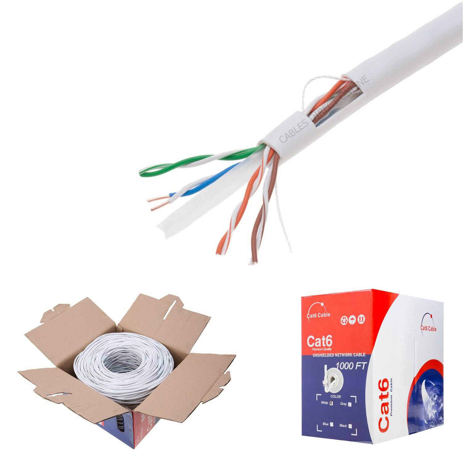 NE CABLES Cat Cable C 11 Cat6 Pet  UNSHIELDED NETWORK CABLE 1000 FT COLOR - dray M -a Cabie Cat6  Cats Cable