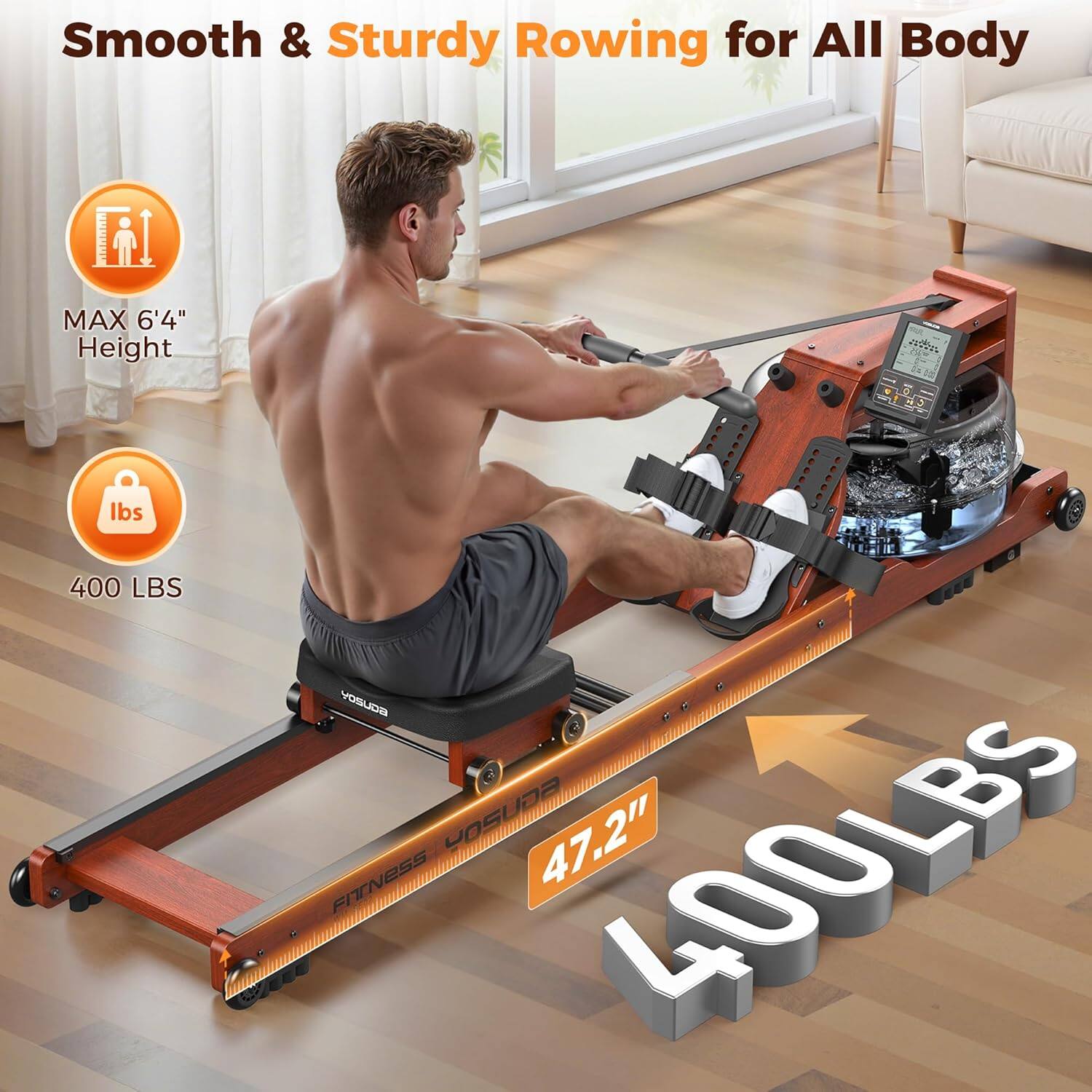 Smooth & Sturdy Rowing for All Body

MAX 6'4" Height

400 LBS

47.2"