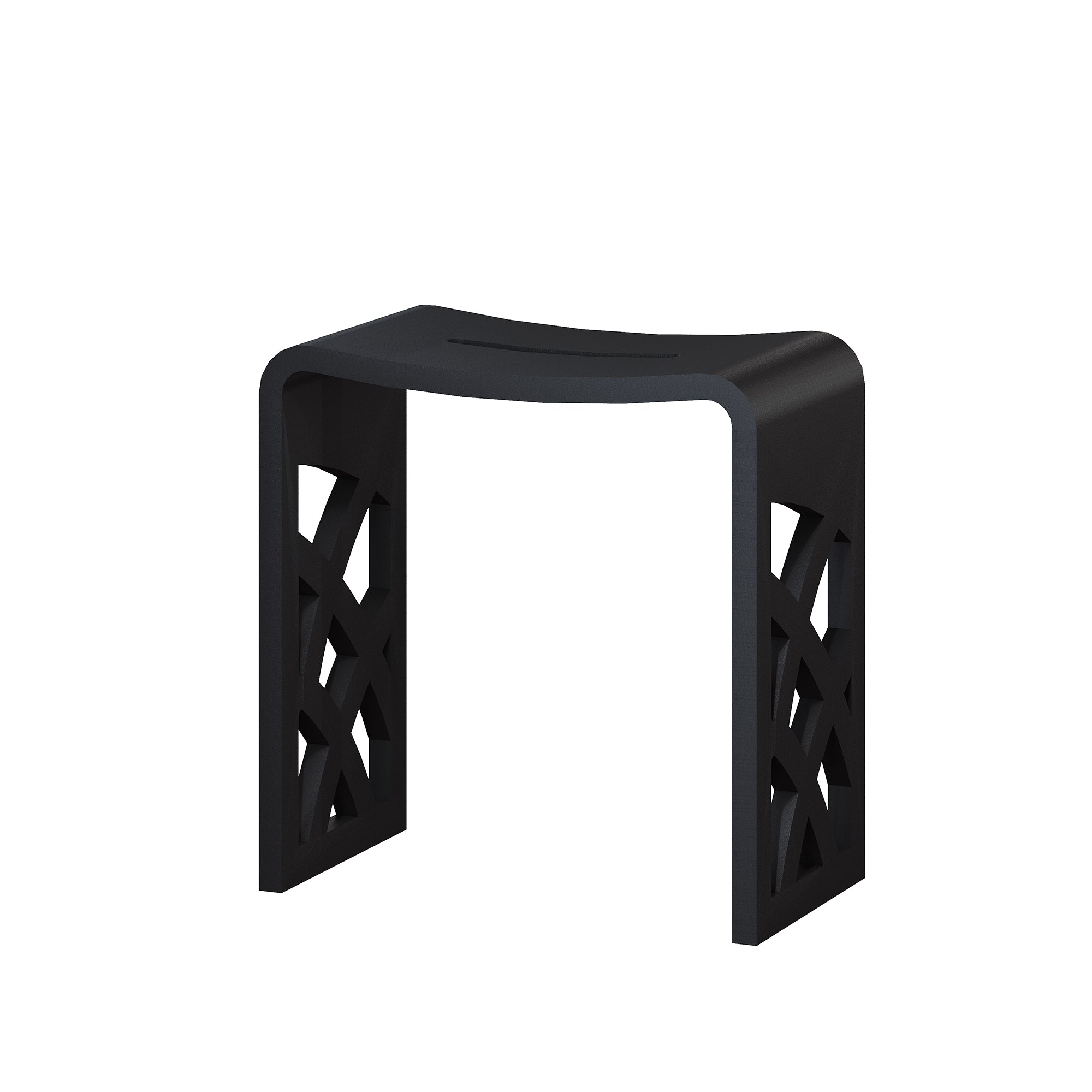 Front. Boyel Living - 9.06 in. W Freestanding Solid Surface Shower Seat in Matte Black - Matte Black.