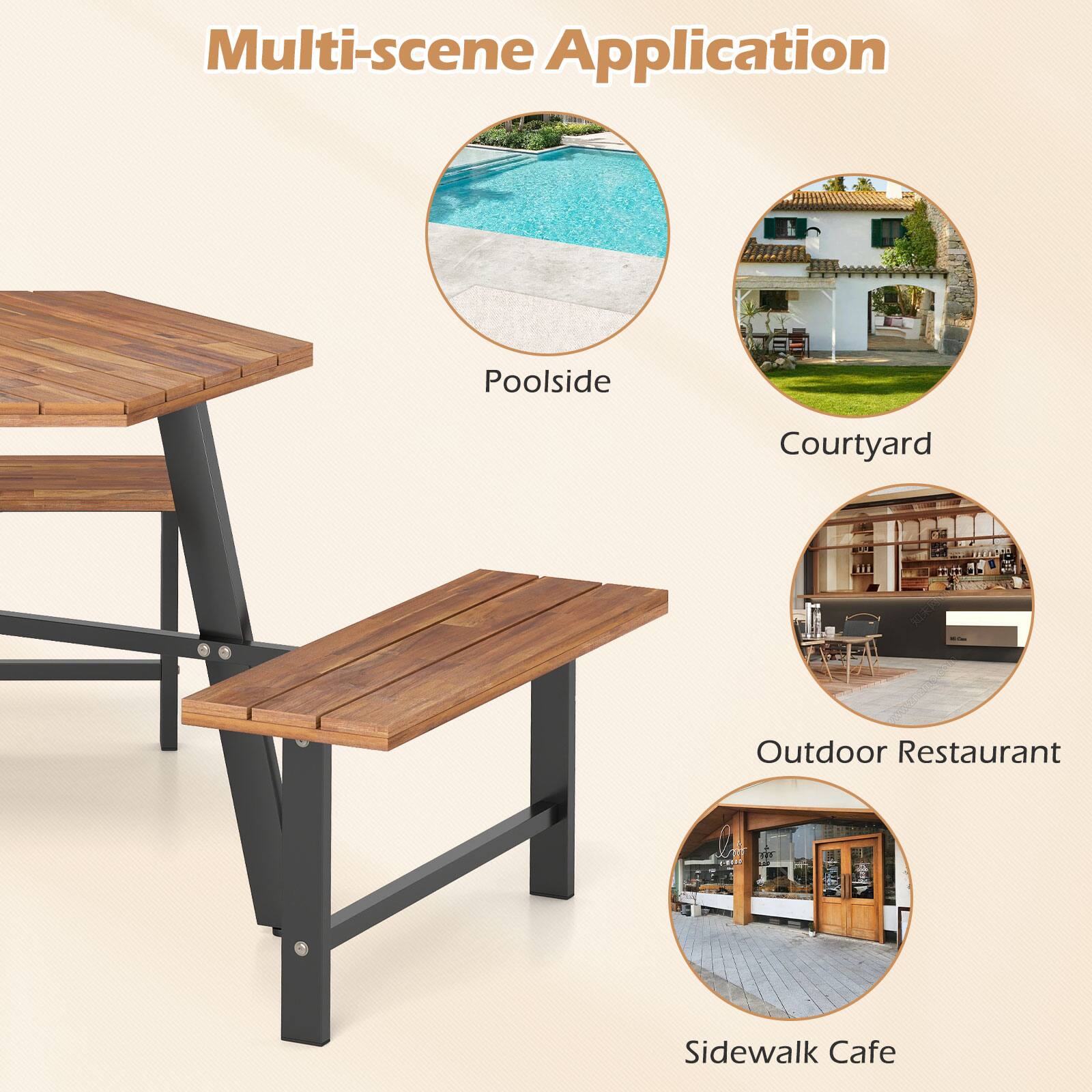 Multi-scene Application

- Poolsideside
- Courtyard
- Outdoor Restaurant
- Sidewalk Cafe