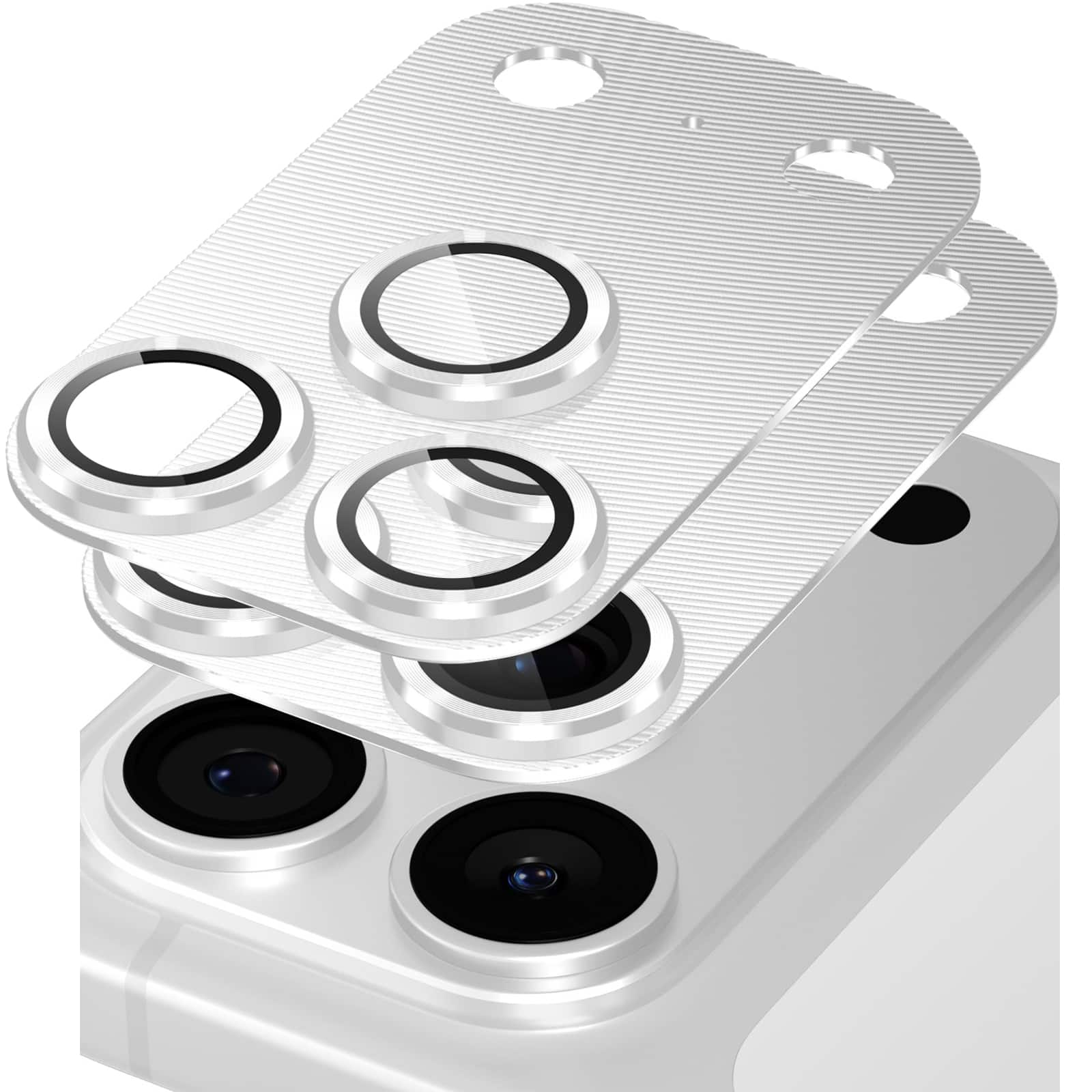 Dteck - 2-Pack Camera Lens Protector for Apple iPhone 18 Pro, 9H Tempered Glass Aluminum Alloy Lens Film Anti-Scratch Cover - Silver