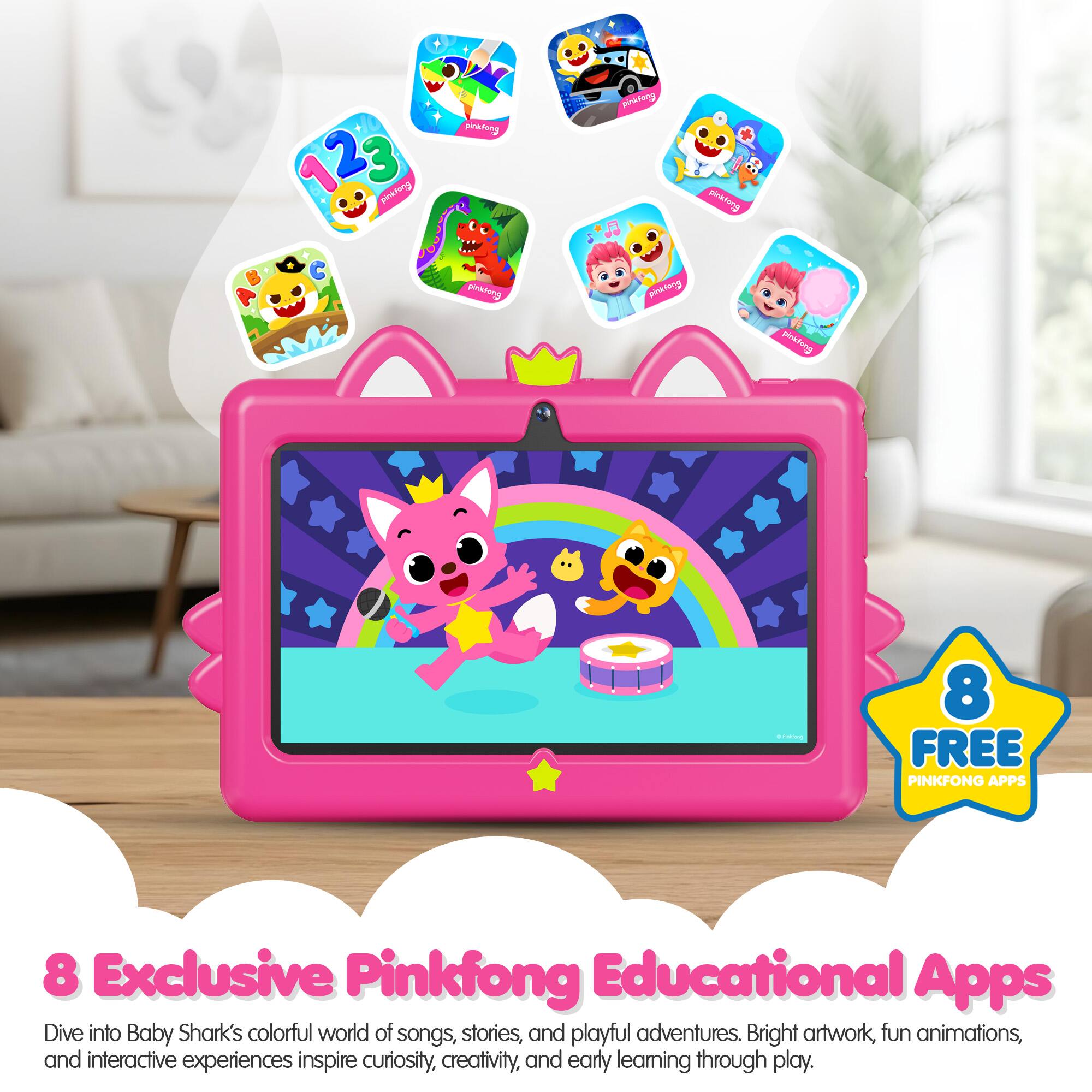 123 2 pwaionn P pinktung H e pinkhing pinkrong phato pinktung pinstung - 8 FREE PINKFONG APPS 8 Exclusive Pinkfong Educational Apps Dive into Baby Shark's colorful world of songs, stories, and playful adventures. Bright artwork, fun animations, and interactive experiences inspire curiosity, creativity, and early learning through play.