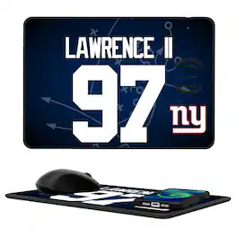 Keyscaper - Dexter Lawrence II New York Giants Wireless Charger and Mouse Pad - Black