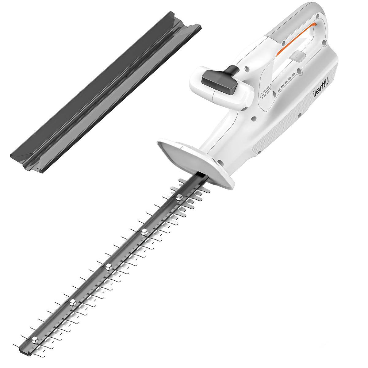 Front. Litheli - 20V Hedge Trimmer, 20'' Cordless Hedge Trimmer for Shrub, Cutting, Trimming, Pruning, 3/4'' Battery Bush Trimmer - Black and White.