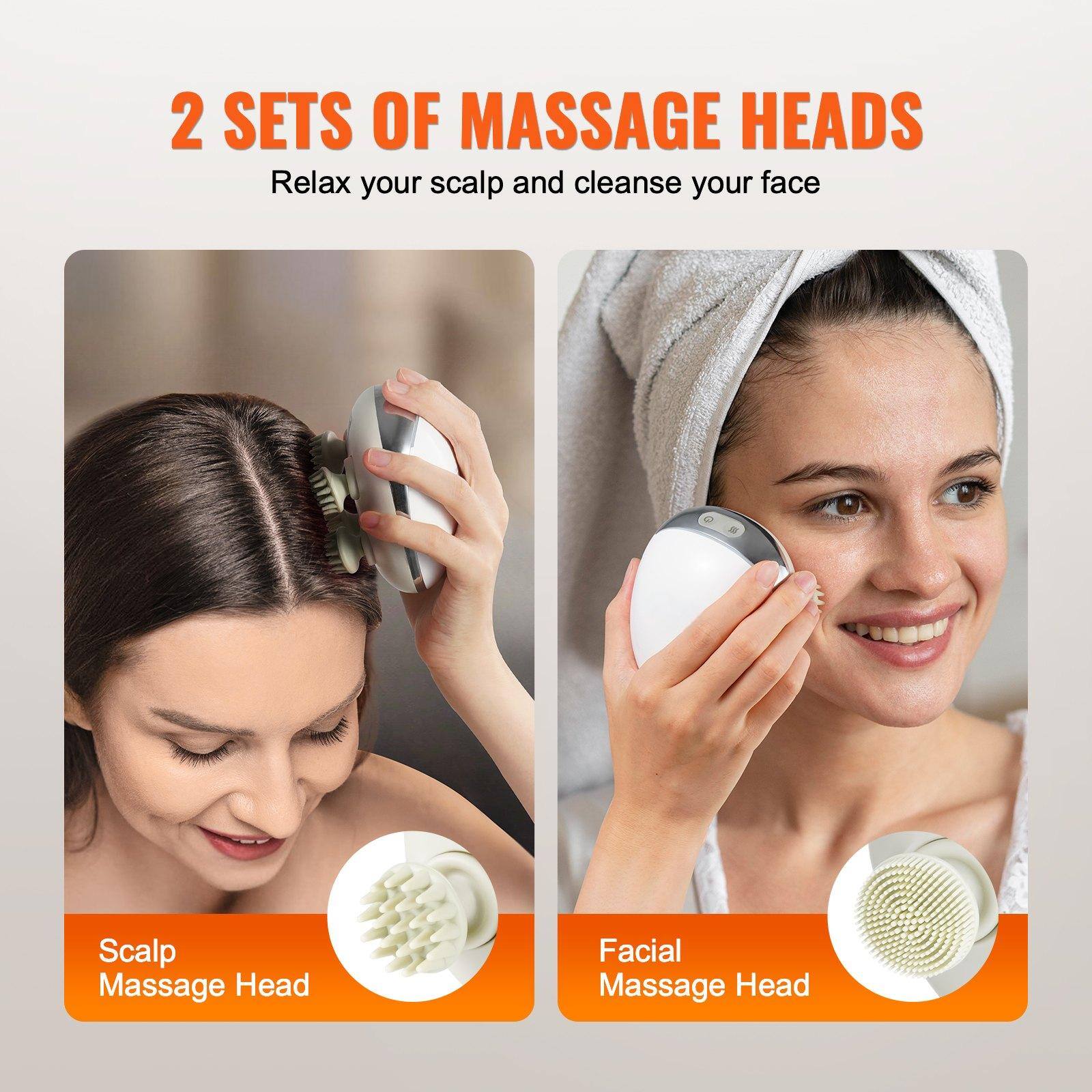 2 SETS OF MASSAGE HEADS  
Relax your scalp and cleanse your face  

Scalp Massage Head  
Facial Massage Head