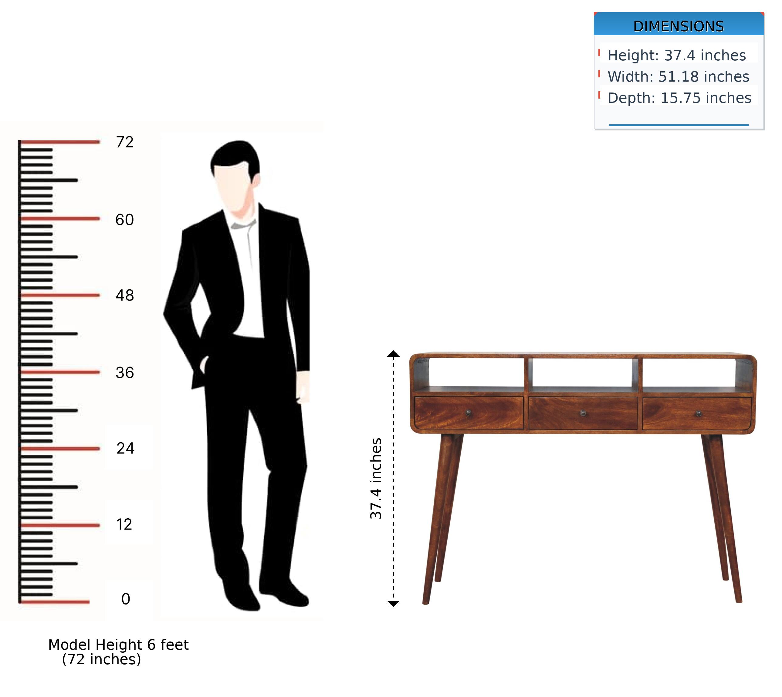 DIMENSIONS  
Height: 37.4 inches  
Width: 51.18 inches  
Depth: 15.75 inches  

Model Height 6 feet (72 inches)