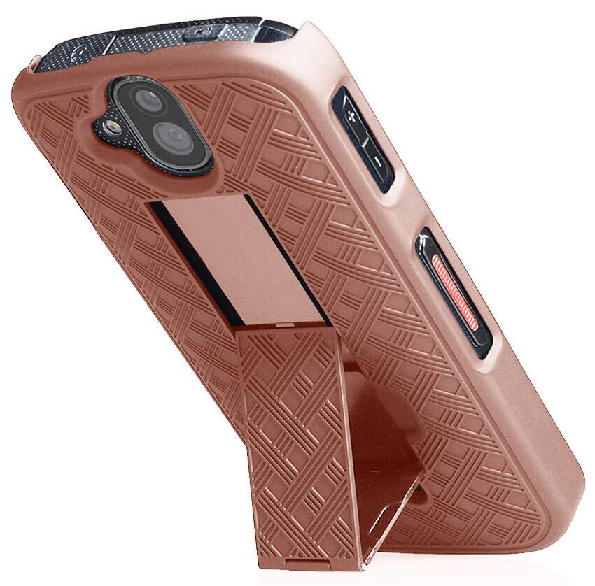 Alt View 3. Nakedcellphone - Case with Stand and Belt Clip Holster for Kyocera DuraForce Pro - Rose Gold.