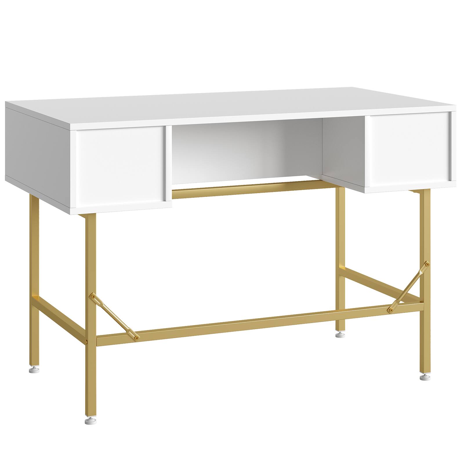 Alt View 10. Bestier - Bestier 47inch Fluted Vanity Makeup Desk Big Computer Gaming Desk with 3 Drawers - White.