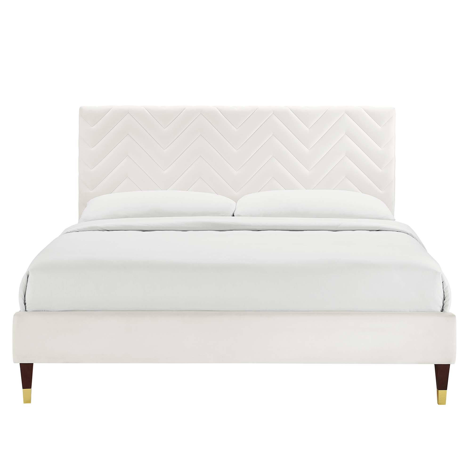 Alt View 1. Modway - Daisy Performance Velvet Queen Platform Bed - Gray.