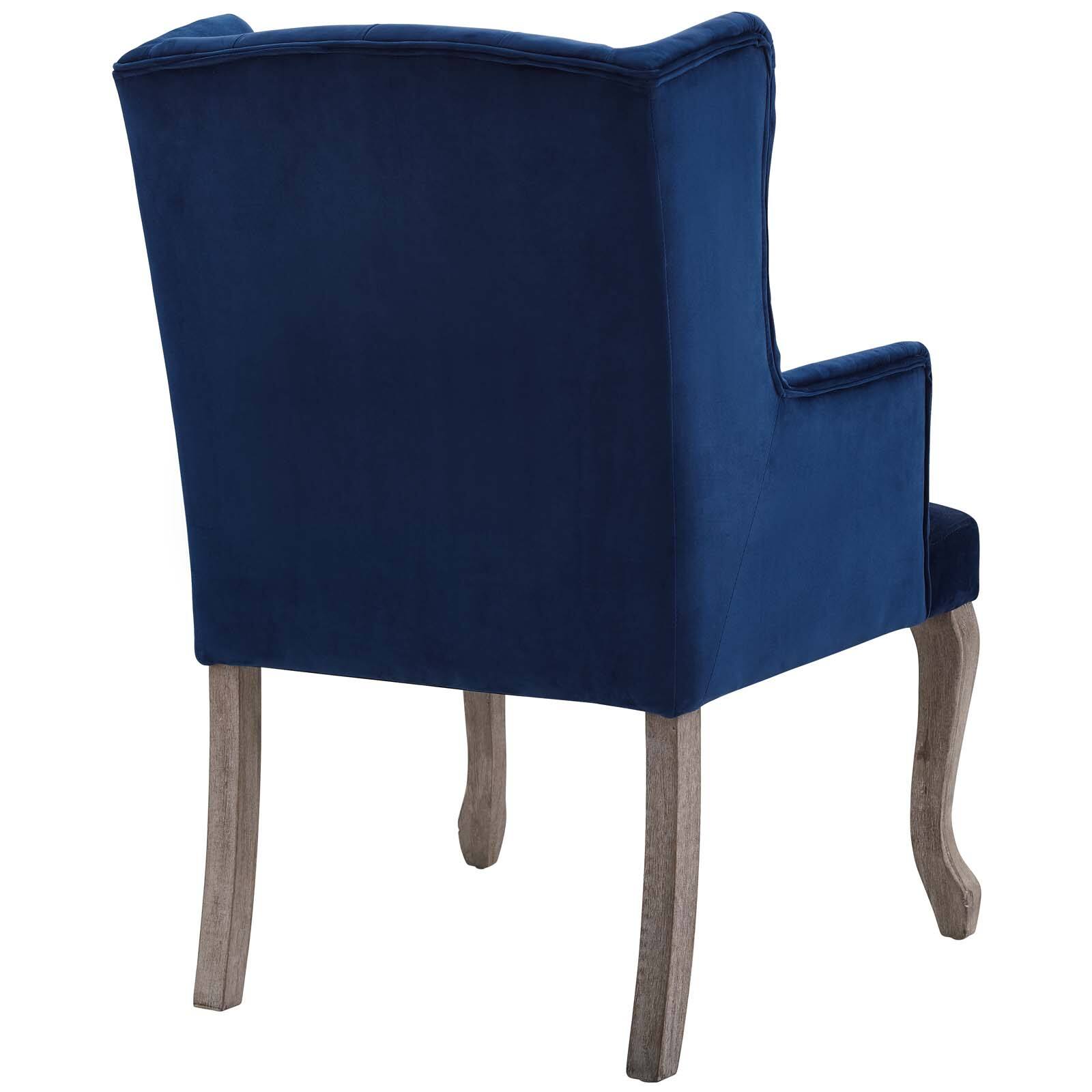 Back. Modway - Realm French Vintage Dining Performance Velvet Armchair by Modway - Navy.