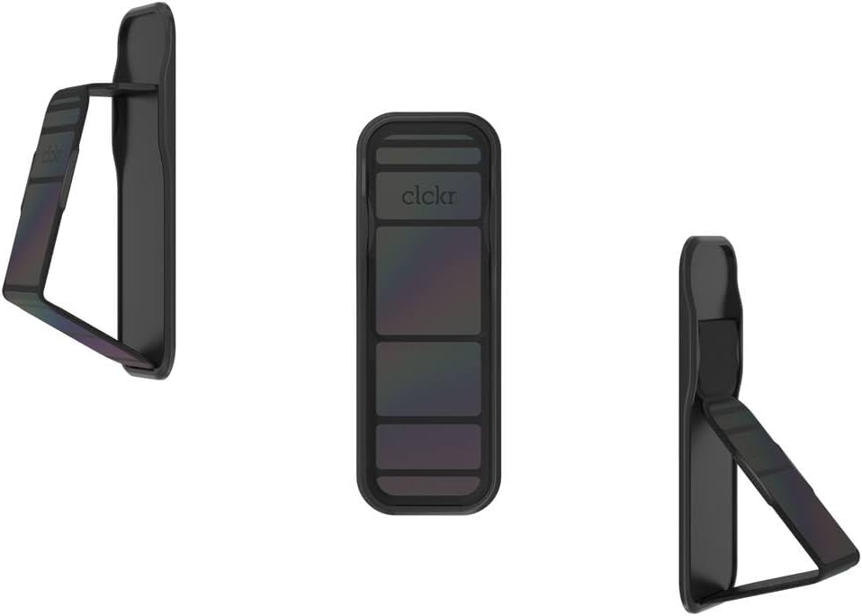 Left. CLCKR - Clckr Reflective Phone Grip | Color: Reflective Black - Black.