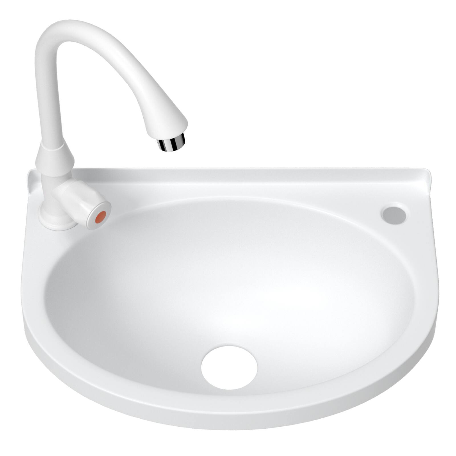 Back. Topteng - 2-in-1 Outdoor Sink & Drinking Fountain - No-Drill Wall Mount, Includes Faucet & Pipes, for Garden, Patio & Bathroom - White.