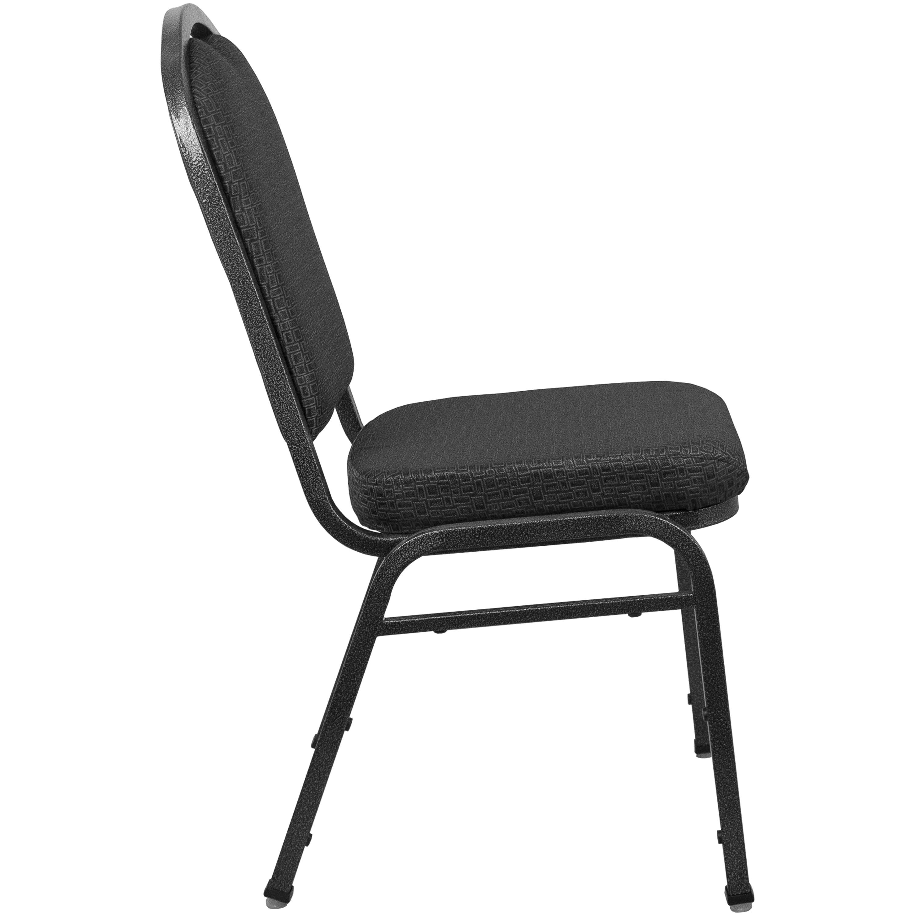 Alt View 2. Emma + Oliver - Premium Crown Back Banquet Chair - Black Patterned Fabric/Silver Vein Frame.