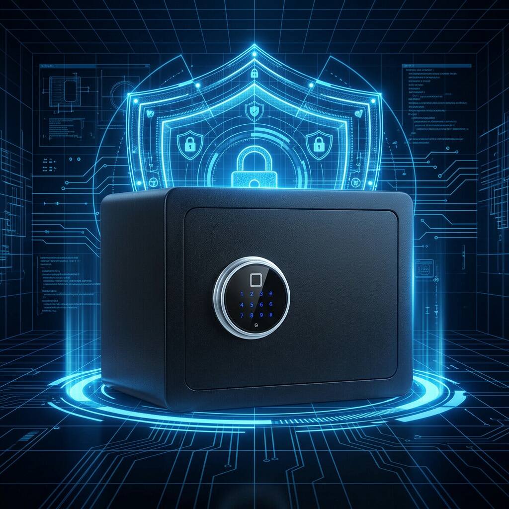 Alt View 1. Ecooso - Digital Security Safe Box with LED Light, 0.8 Cu.ft Steel Home Safe, Electronic Keypad & Shelf for Money.