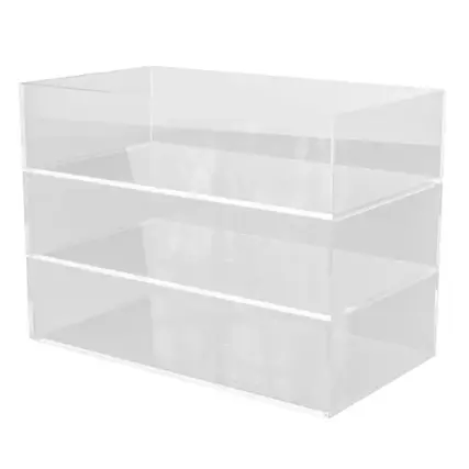 Front. Martha Stewart - Brody Plastic Stackable Desktop Organizer Set - 3" x 7.5" - Clear.