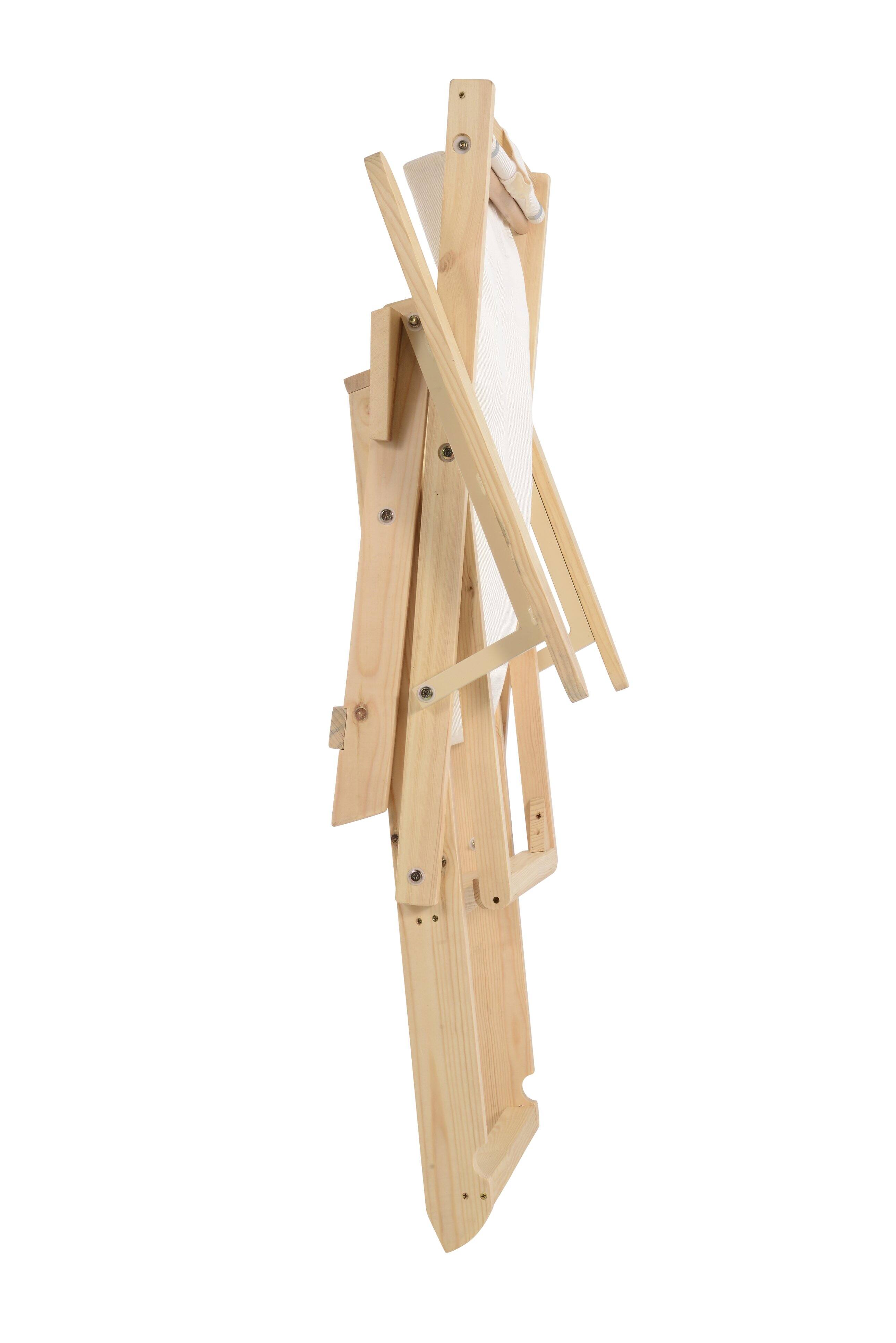 Back. Jiallo - Romantic Collection Canvas Sling Chair with Cup and Wine Holder and Ottoman (Set of 5) - Natural color with beige fabric.