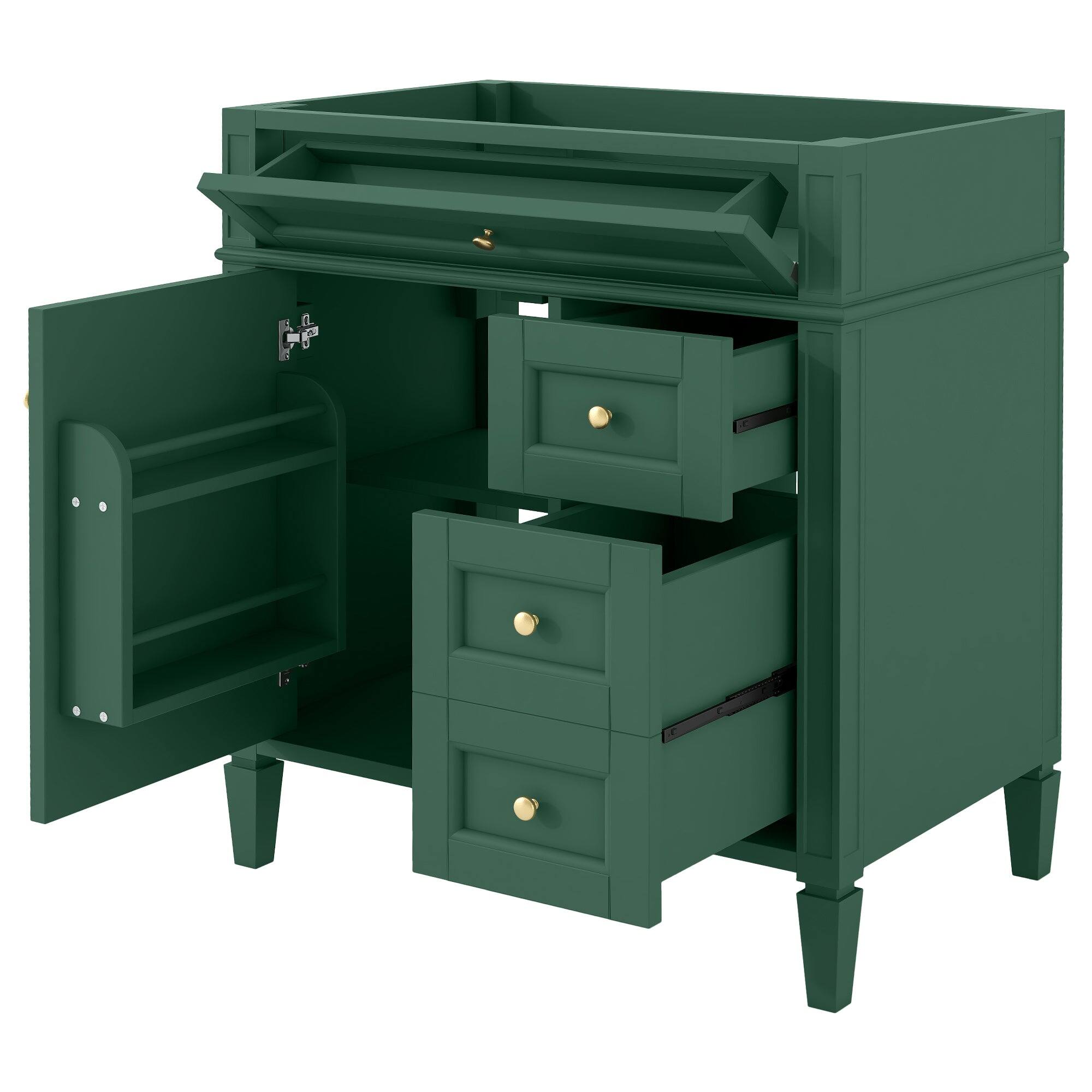 Alt View 5. Boyel Living - 30 Inch Modern Bathroom Vanity Cabinet No Sink Three Drawers With Tip Out Green - Green.