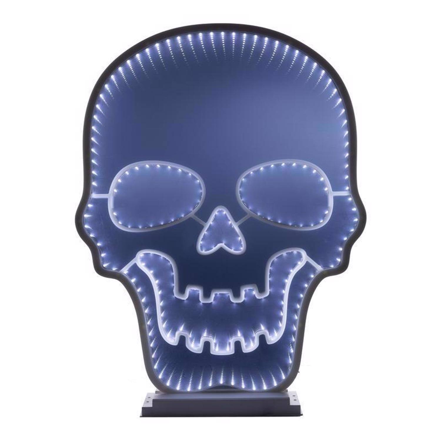 Front. Celebrations - Celebrations Halloween White 23 in. LED Prelit Skull Infinity Halloween Decor - White.