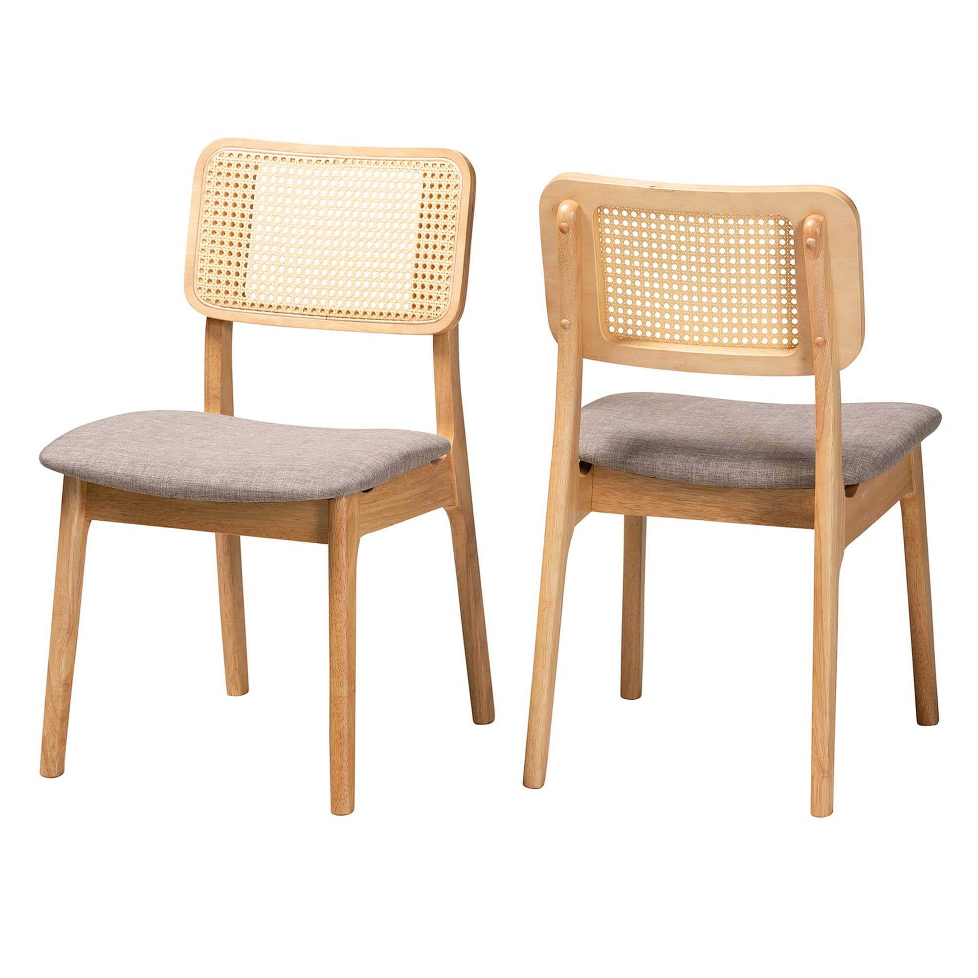 Baxton Studio - Dannon Mid-Century Modern Fabric and Ntural Oak Finished Wood 2-Piece Dining Chair Set - Grey/Natural Oak/Light Brown price history on PriceWatchPro