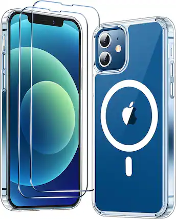 Front. Entronix - Entronix Magnetic Clear Case Bundle for iPhone 12 with 2 Screen Protectors - Clear.