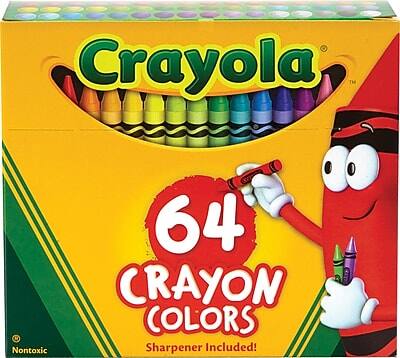 Crayola™ Nontoxic 64 Crayon Colors Sharpener Included!