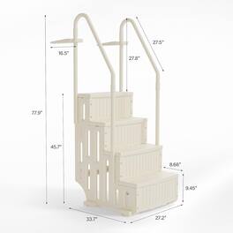 Winado - 4-Step Pool Ladder Heavy-Duty Safety Step for Above Ground Pool Stair Entry System with Handrails Adjustable Fixed Plate - Beige