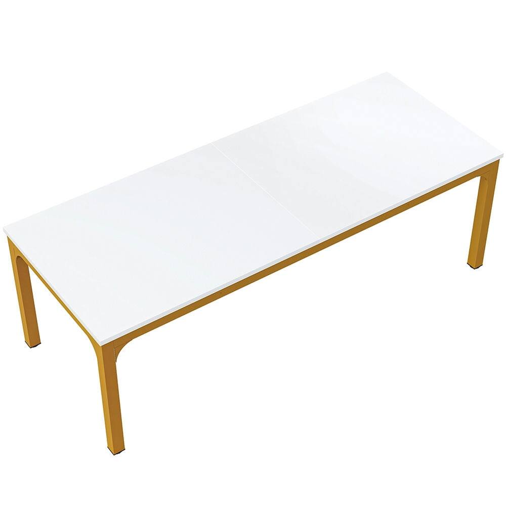 Left. Kadyn - Kadyn Dining Table, Living Room Table Rectangular, 78 inch Long Kitchen Table for 6-8 People,White & Gold - White & Gold.