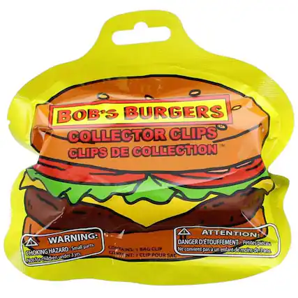 BOB'S BURGERS COLLECTOR CLIPS
CLIPS DE COLLECTION
ATTENTION:
WARNING:
DANGER D'ÉTOUFFEMENT - Petites pièces.
Ne convient pas à un enfant de moins de 3 ans.
CHOKING HAZARD - Small parts.
Not for children under 3 yrs.
CONTAINS: 1 BAG CLIP
CONTIENT: 1 CLIP POUR SAC