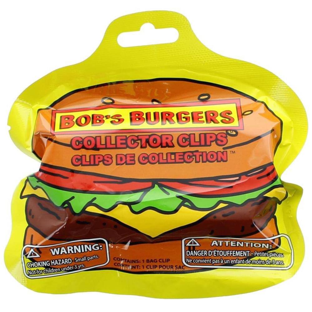BOB'S BURGERS COLLECTOR CLIPS  
CLIPS DE COLLECTION  

ATTENTION:  
WARNING:  
DANGER D'ÉTOUFFEMENT - Petites pièces.  
Ne convient pas à un enfant de moins de 3 ans.  

CHOKING HAZARD - Small parts.  
Not for children under 3 yrs.  

CONTAINS: 1 BAG CLIP  
CONTIENT: 1 CLIP POUR SAC