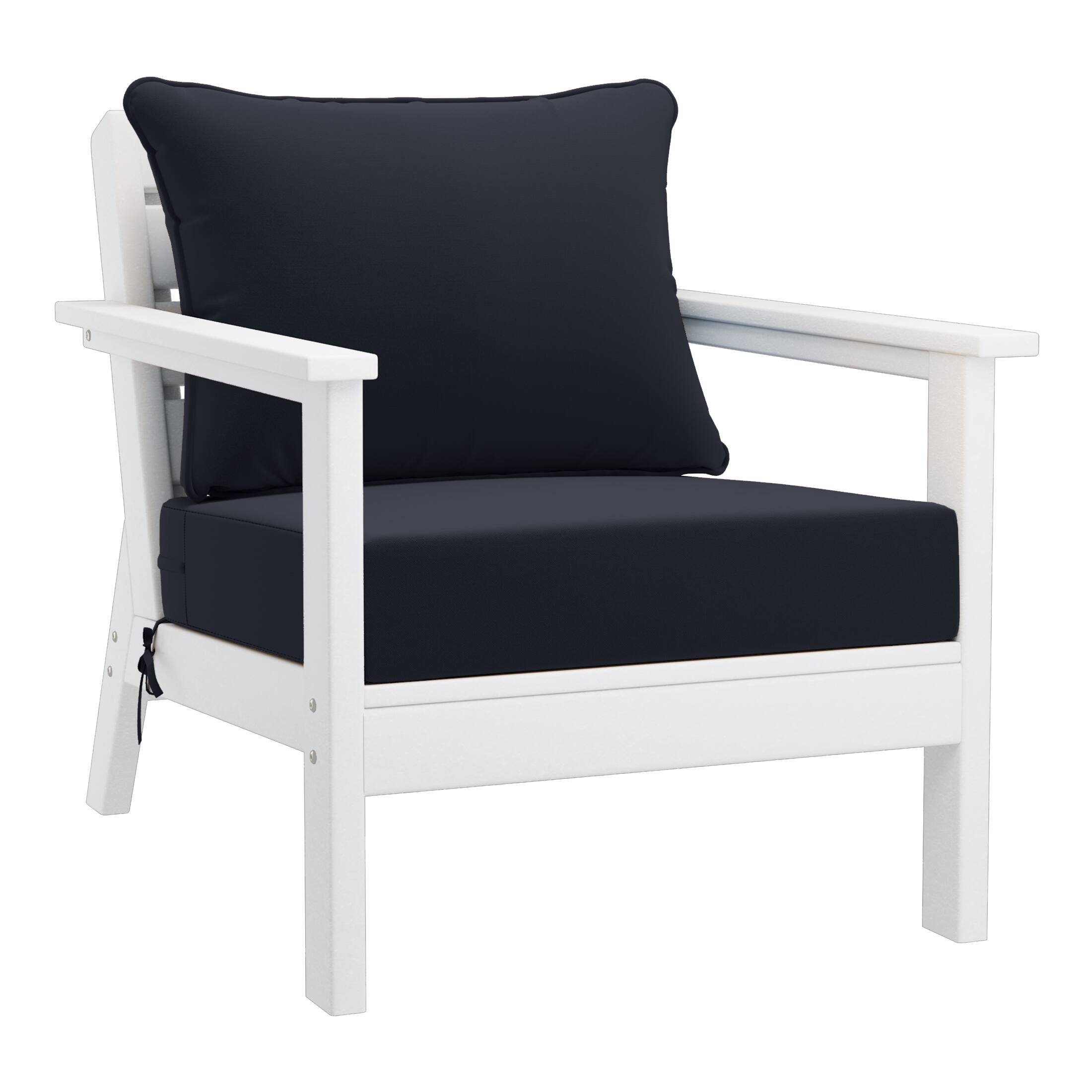 Back. WestinTrends - WestinTrends Avalon Outdoor 6-Piece Modular Sectional Patio Furniture Sofa Set - White/Navy Blue.