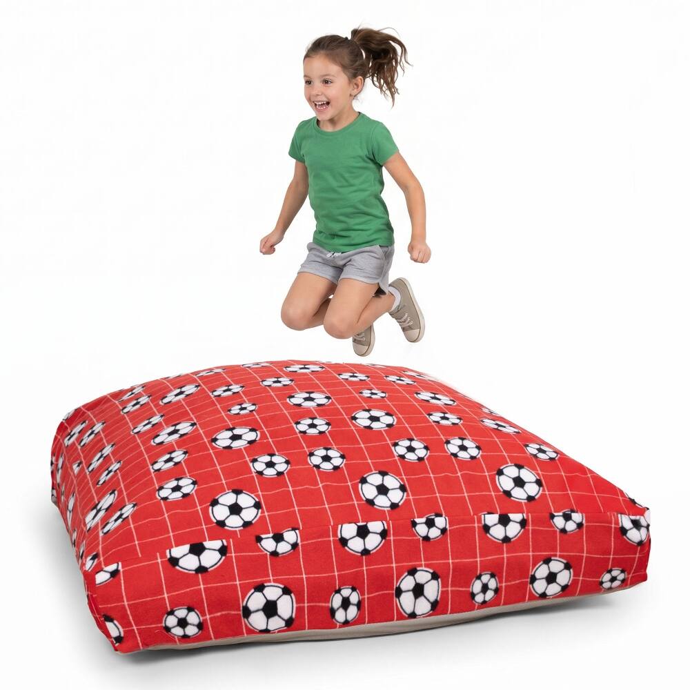 Angle. Loheer - Loheer 48x72 inch Sensory Crash Pad for Kids and Adults Red Fleece Landing Mat - Red.