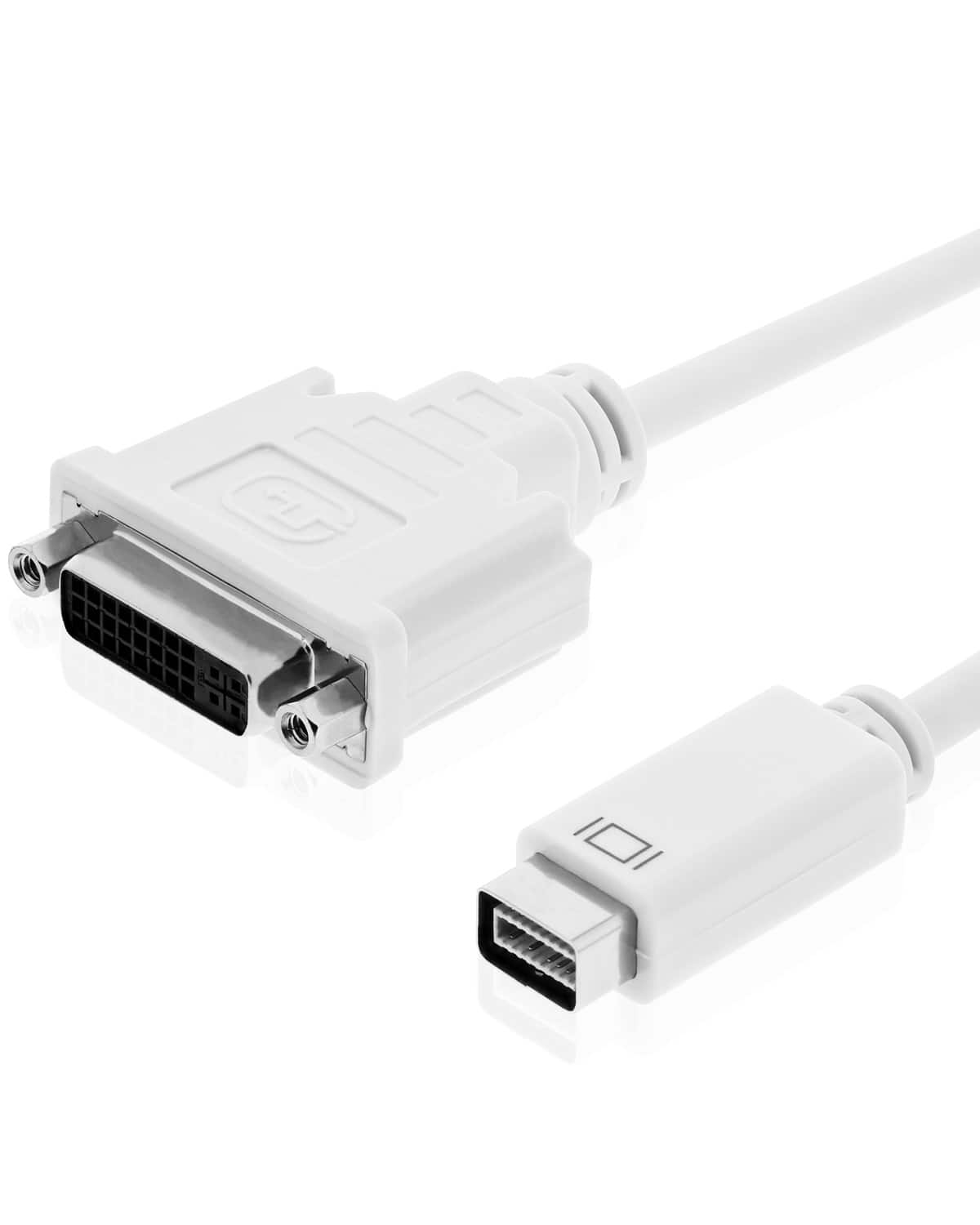 Fosmon - Mini DVI (Male) to Standard DVI-I (Female) Video Adapter Cable (20cm - for Apple iMac Macbooks Powerbook G4 Mini - White