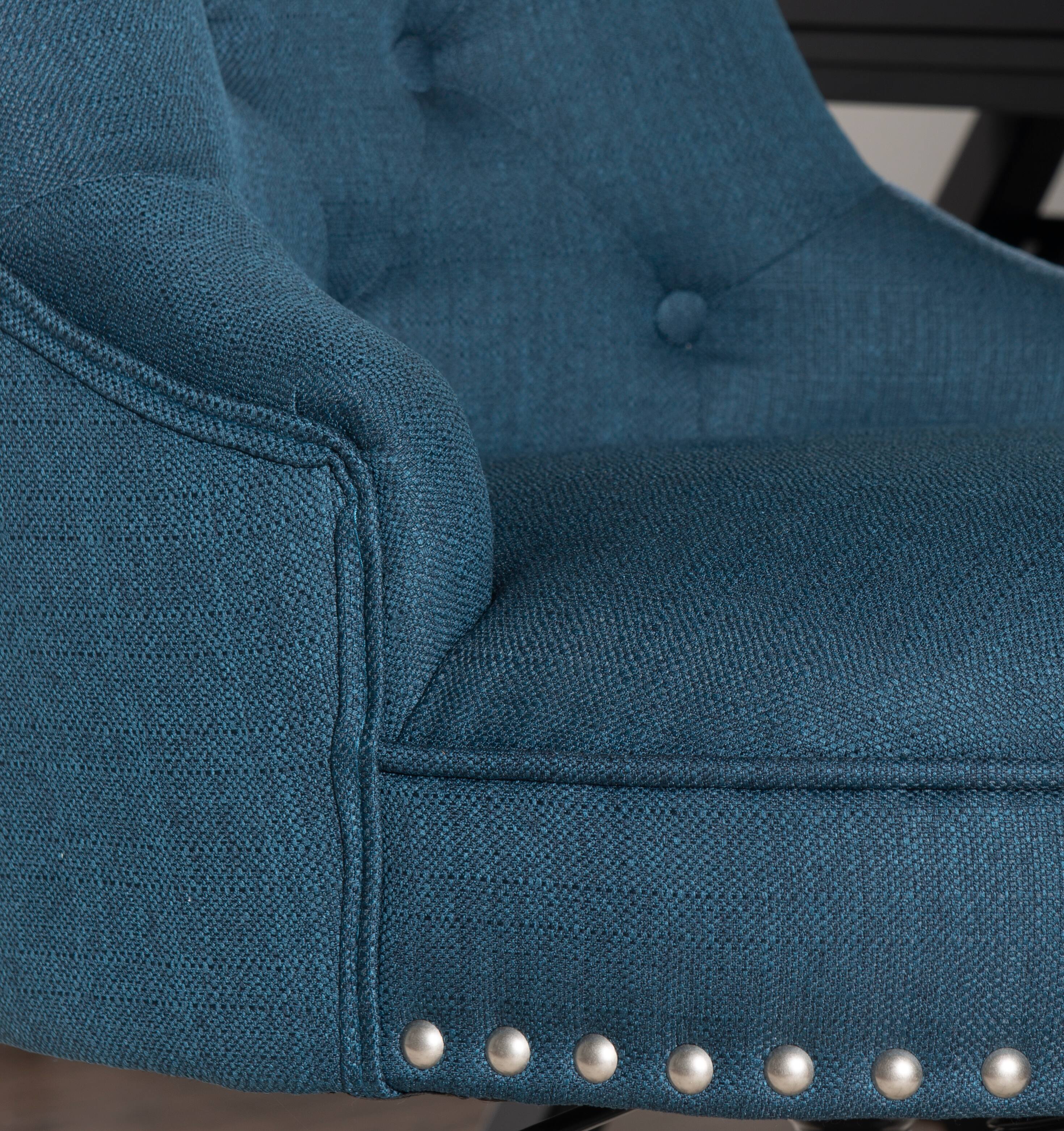Alt View Zoom 14. Linon Home Décor - Scotmar Plush Button-Tufted Adjustable Office Chair With Wood Base - Azure Blue.