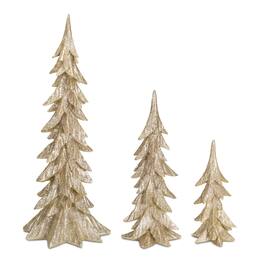 BreeBe - Shimmer Tabletop Holiday Tree (Set of 3) - Gold