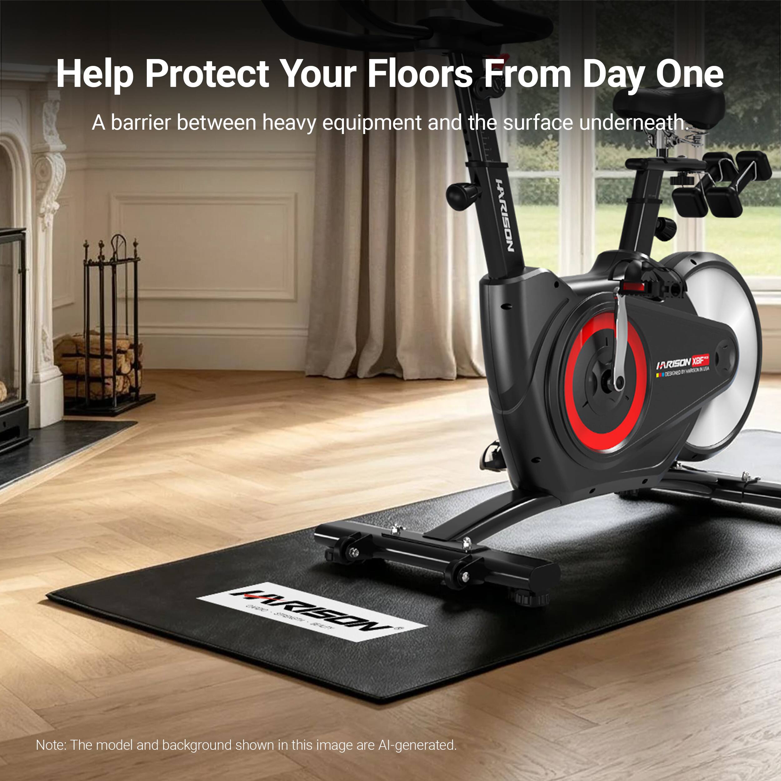 Help Protect Your Floors From Day One  
A barrier between heavy equipment and the surface underneath.  

HARISON  
HARISON XBF** 12,0000000  
HARISON  

Note: The model and background shown in this image are AI-generated.