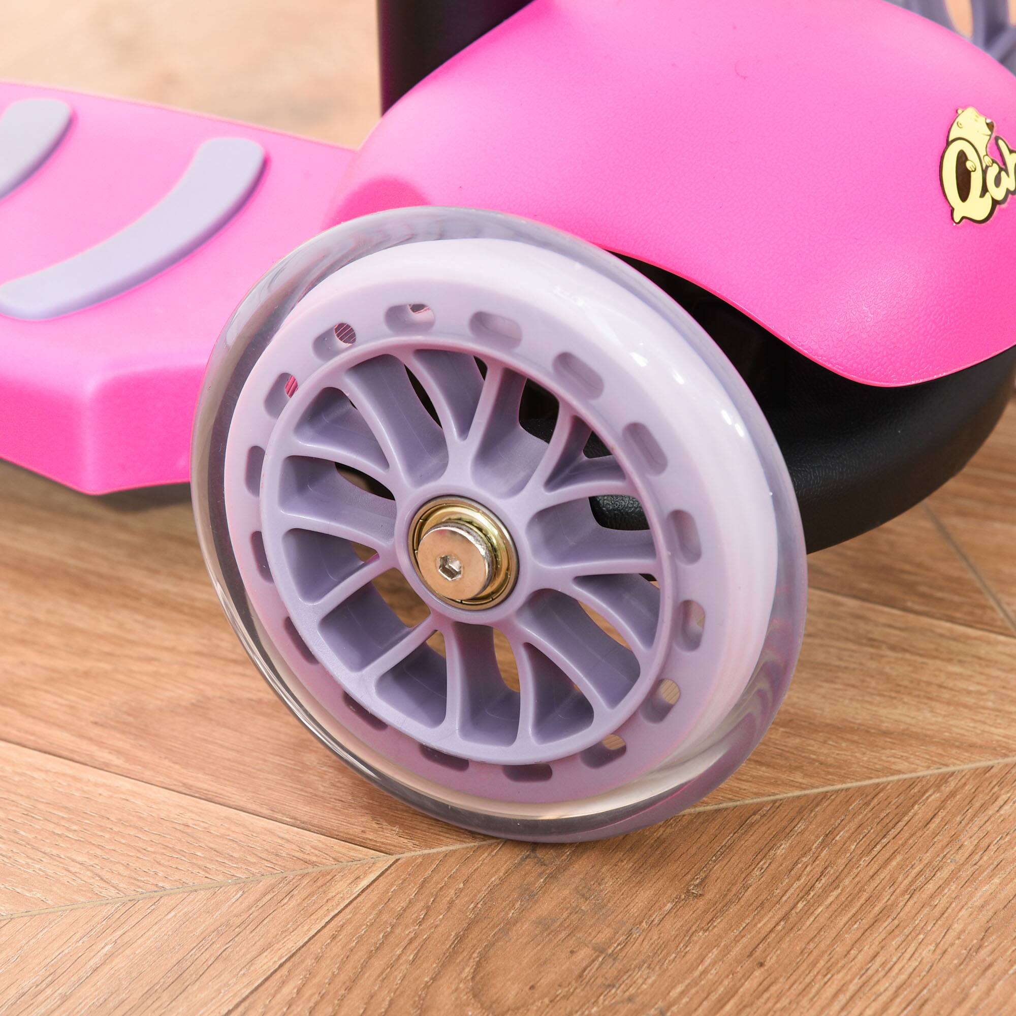 Alt View 5. Qaba - 3-in-1 Ride On: push car/scooter/walker, adjustable handle, 3 wheels, removable storage seat, 2-6y - Pink.