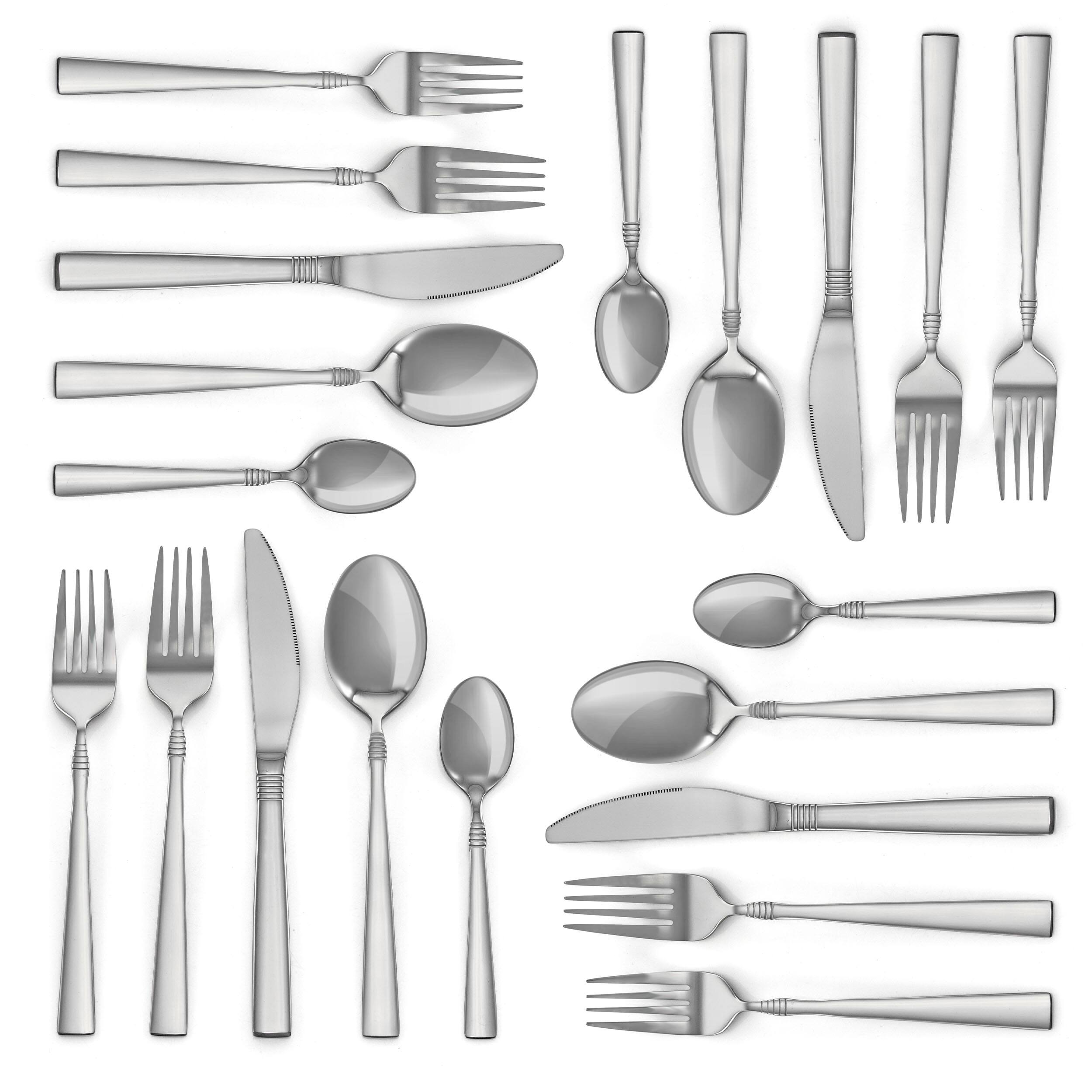 Alt View 7. MegaChef - MegaChef Cravat 20 Piece Flatware Utensil Set, Stainless Steel Silverware Metal Service for 4 in Silver - Silver.