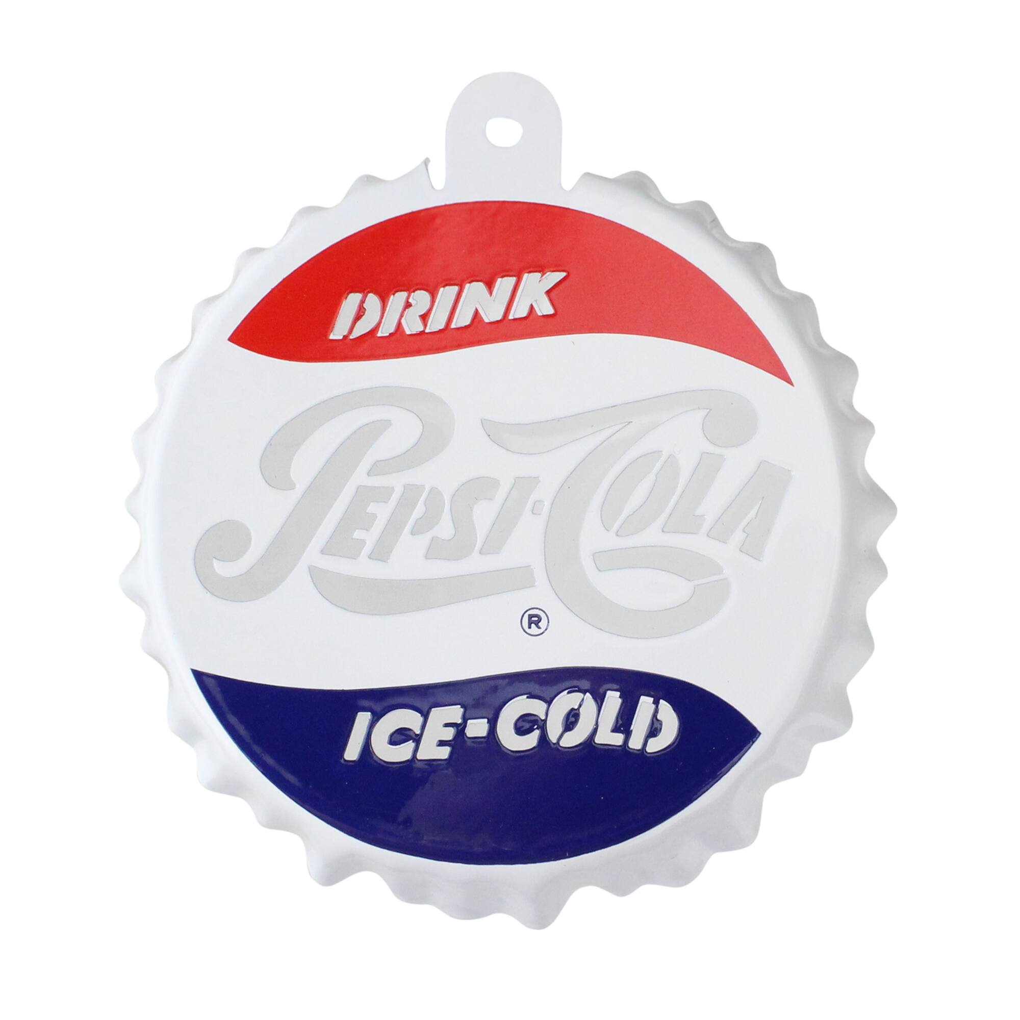 Northlight - 3.25" and Blue Pepsi-Cola Bottle Cap Logo Cut-Out Christmas Ornament - White