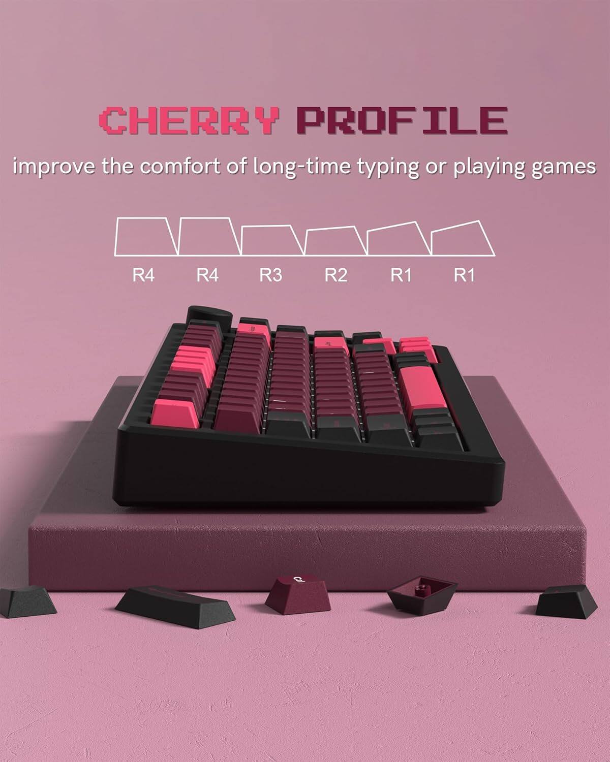 CHERRY PROFILE  
improve the comfort of long-time typing or playing games  

R4 R4 R3 R2 R1 R1