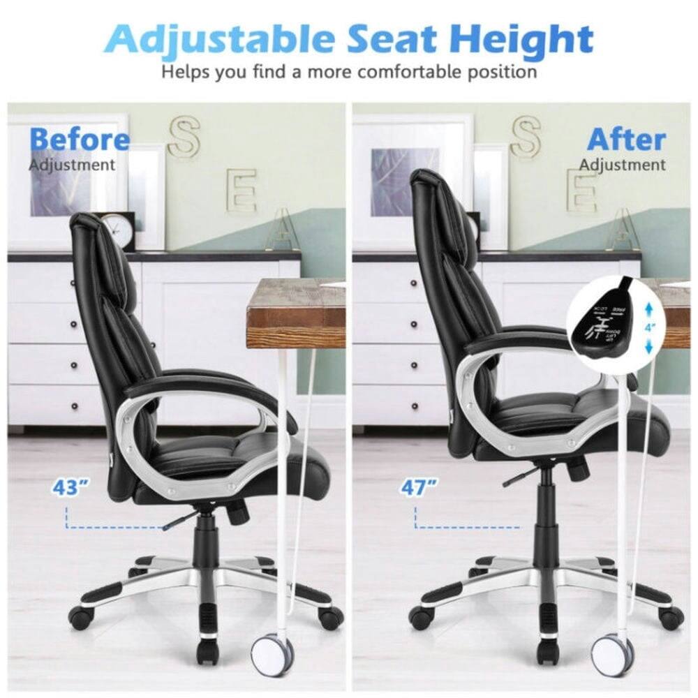 Adjustable Seat Height  
Helps you find a more comfortable position  

Before Adjustment  
43"  

After Adjustment  
47"