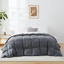 Peace Nest - Lightweight Summer White Goose Down Feather Fiber Comforter Duvet Insert - Twin - Dark Gray