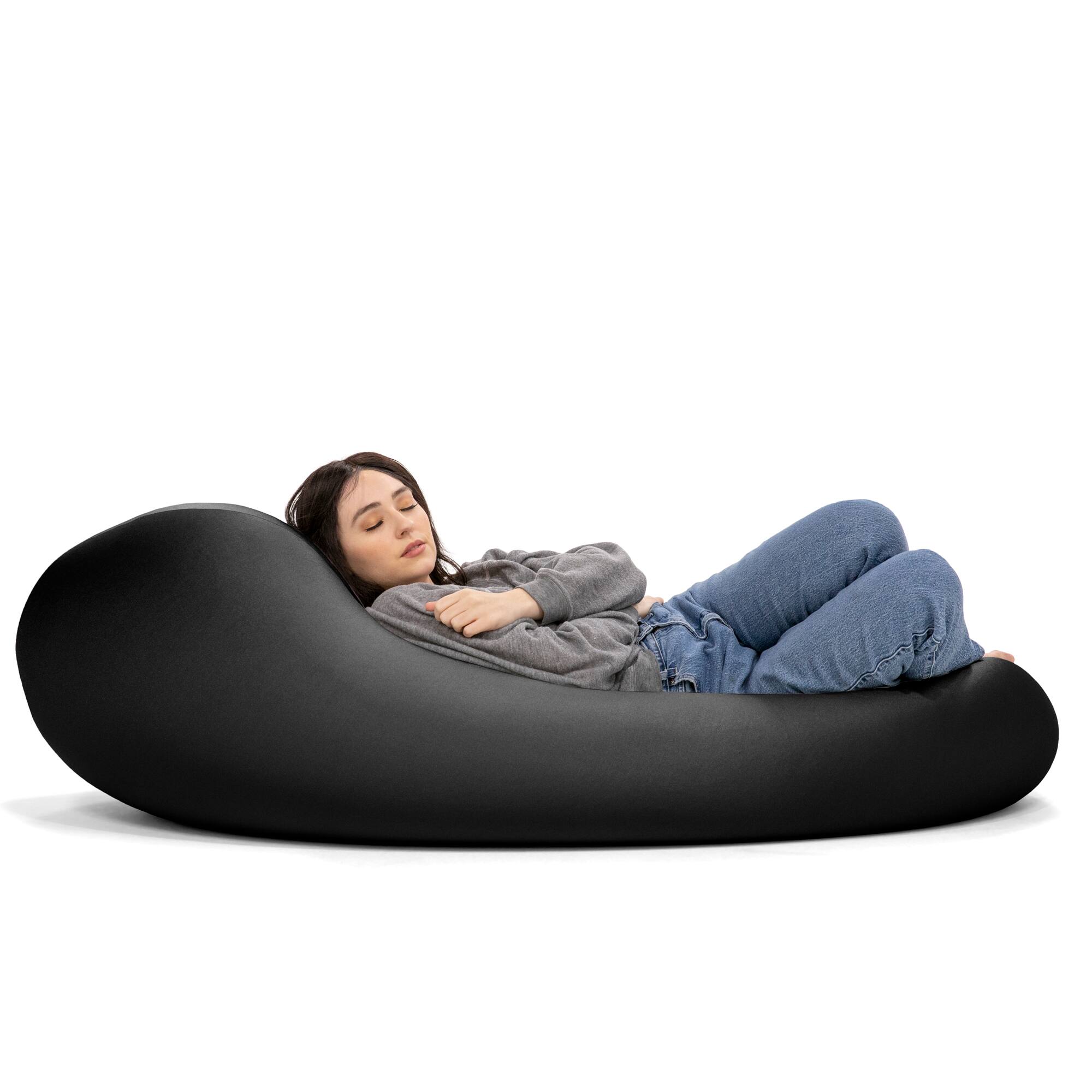 Angle. Jaxx - Nimbus Spandex Bean Bag Chair, Large, Black - Black.