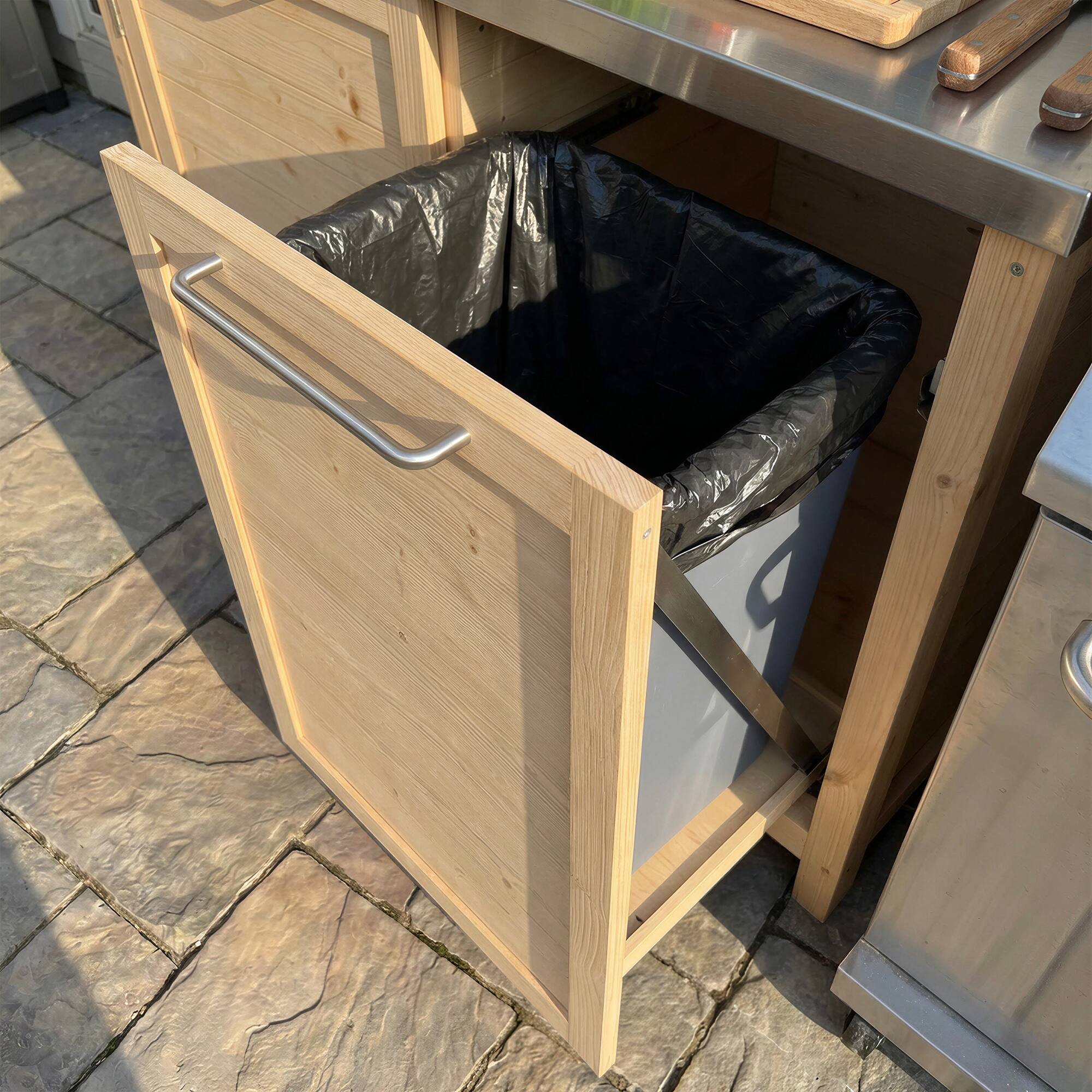 Alt View 9. Famapy - Modular Solid Cedar Outdoor Kitchen Cabinets - All-Weather Storage with Stainless Steel Top for Patio, Grill Station - Wooden.
