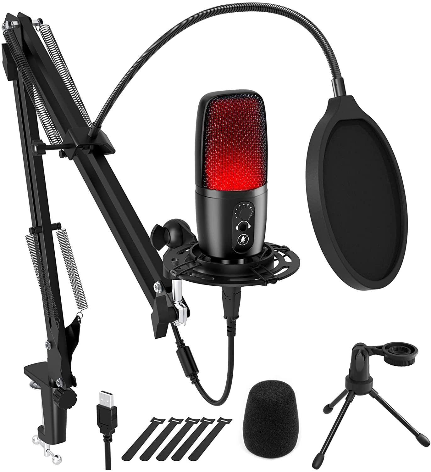 Front. Earthley Blooms - Condenser Usb Microphone Pc Kit With Adjustable Boom Arm Gaming Mic For Recording Podcasting Streaming - Default.