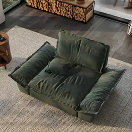 POVISON - 63.39" Modern Green Pet-Friendly Single Sofa Chair with Adjustable Backrest - Green Suede Fabric